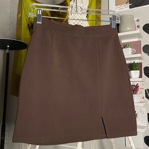Brown Slit Skirt